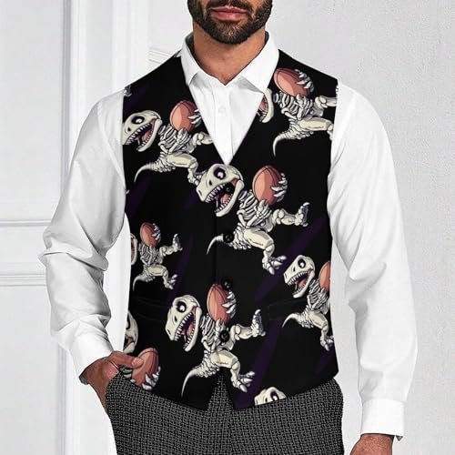 Dinosaur Playing Football Men's Suit Vests Business Formal Dress Vest V-Neck Waistcoat for Wedding Casual2