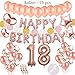Produktbild Geburtstagsdeko Rose Gold für 18.Mädchen:Helium Folienballons Happy Birthday Banner mit Paper Garland & Zahl 18 &30 Ballons &10 Konfetti Latex Luftballon &4 Stern Herz für Tochter Geburtstag Party