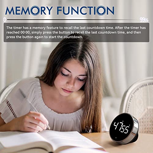 Secura Home Kitchen Timer, Large Led Digital Timer, Classroom Magnetic Timer, Adjustable Volume, Brightness, Easy For Cooking/Study/Office/Exercise (Smooth Knob) #TOP4