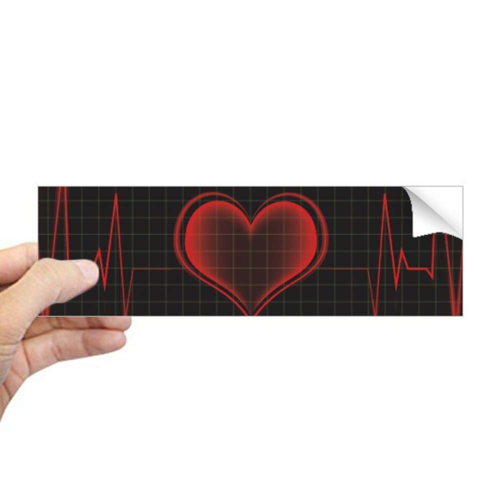 Sticker rectangulaire fenêtre cœur électrocardiogramme adhésif vitre design