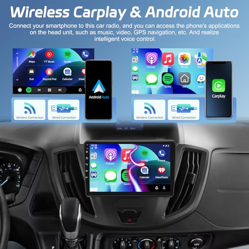 [2+64G] NHOPEEW Car Radio for Ford Transit 150 250 350 2015-2019 - Wireless Carplay and Android Auto - 9 Inch Touchscreen Android Car Stereo - DSP/GPS/WiFi/SWC/Mirror Link + AHD Backup Camera by NHOPEEW - Image 4