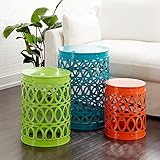 Deco 79 Metal Indoor Outdoor Stackable Nesting Accent Table with Laser Carved Trellis Design, Set of...