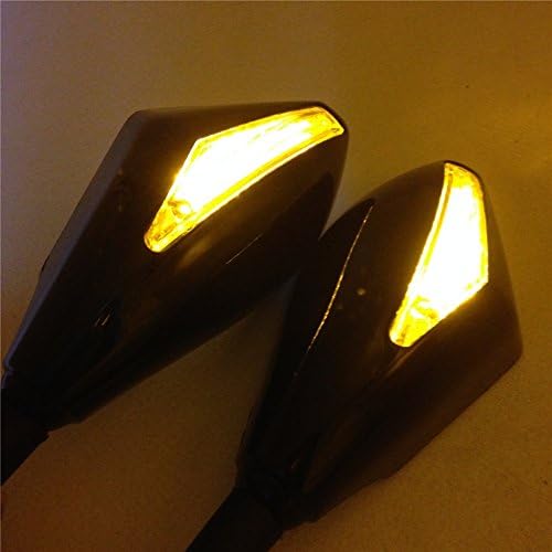 Miniatura 2 de SMT - Espejos laterales LED integrados compatibles con Universal Bike Gloss Black [B075VLFBVG]
