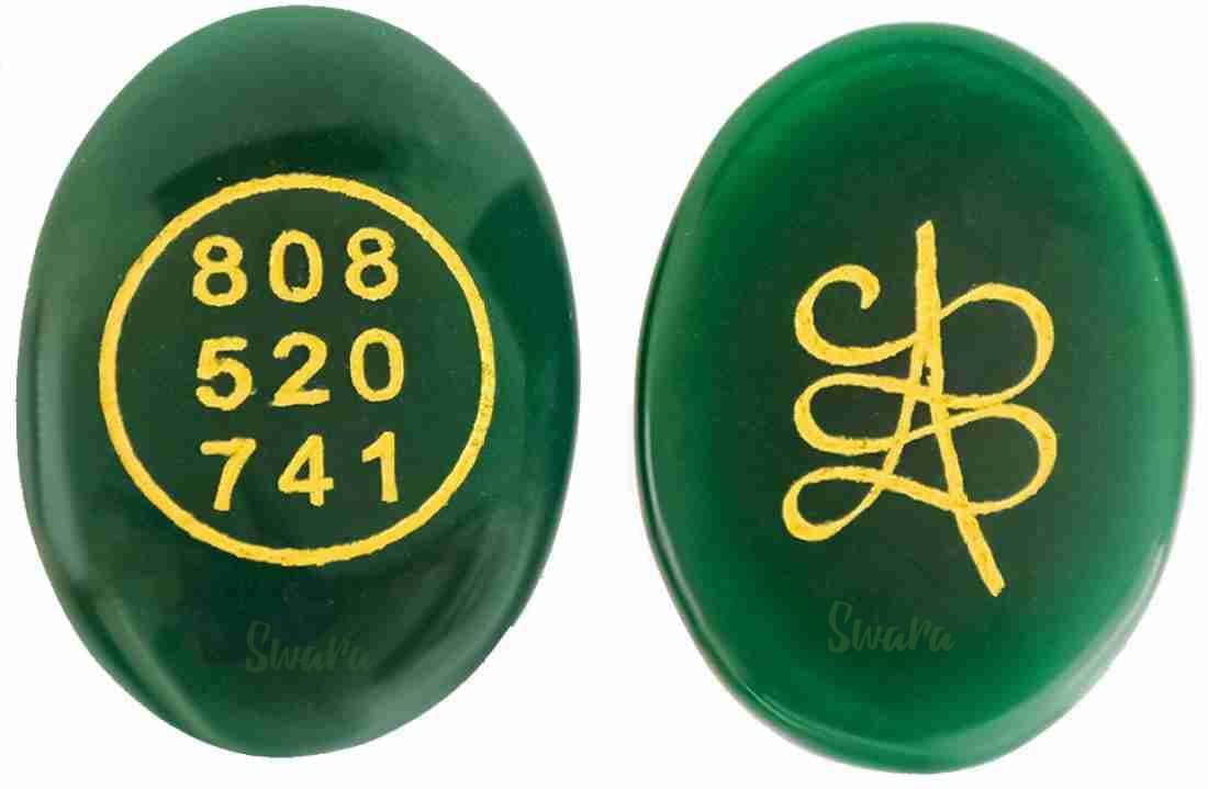 Swara Agate Green Jade Crystal Stone Money Switch Word and Zibu Symbol Oval Shape for Prosperity, Good Luck (Green Zibu Stone)-picture-16