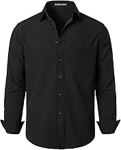 PARKLEES Chemise habillée à manches longues pour homme - Coupe classique - Sans plis - Style décontracté - Avec poche