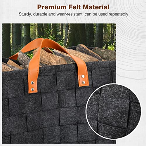 Roylvan Firewood Carrier Bag, Heavy-Duty Firewood Holders Durable Fireplace Stove Accessories Wood Carry Bag with Handles for Home Indoor Outdoor Camping Barbecue,14.96