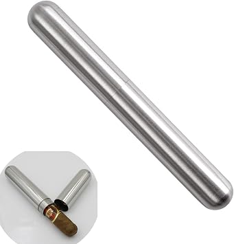 Stainless Steel Cigar Tube,Holder Airtight Portable Travel Cigar Case-1PackSilver
