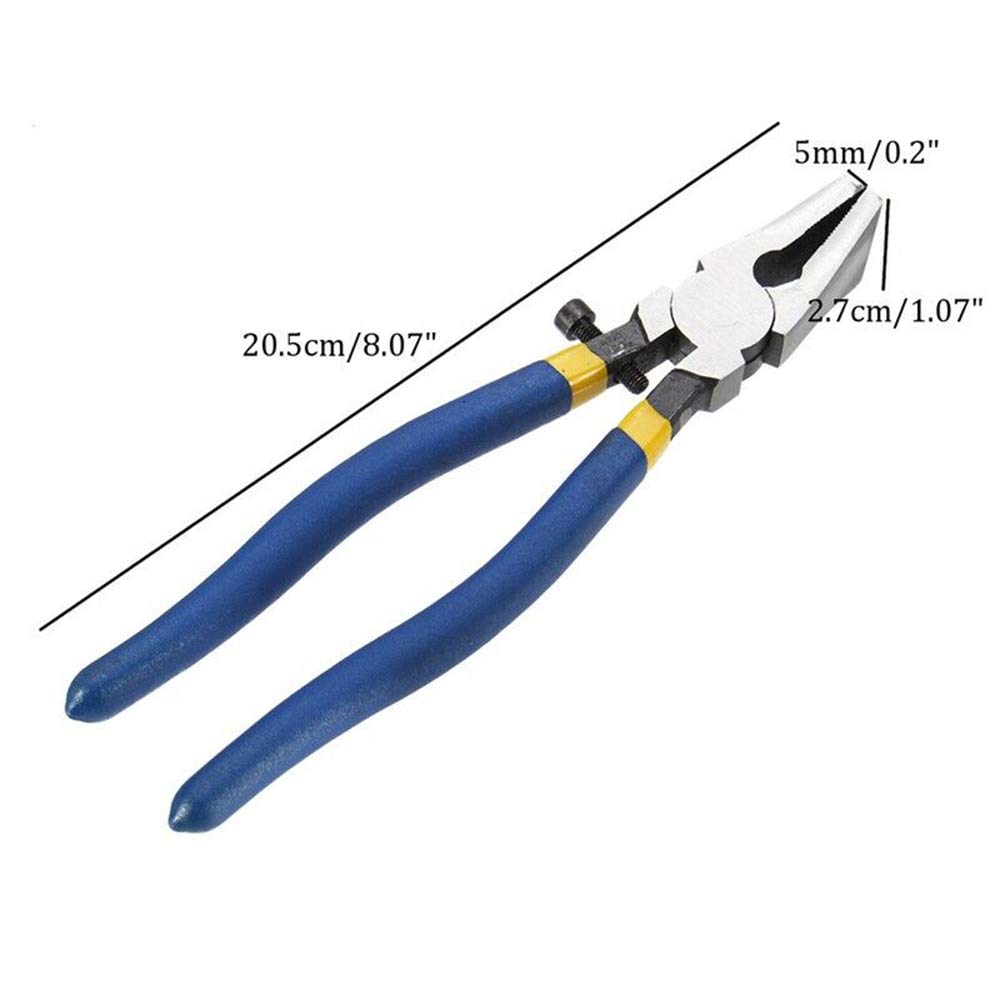 LEONTOOL Pince à verre de 20,3 cm avec embouts en caoutchouc et mâchoires plates pour la fabrication de porte-clés, le travail du vitrail et plus encore