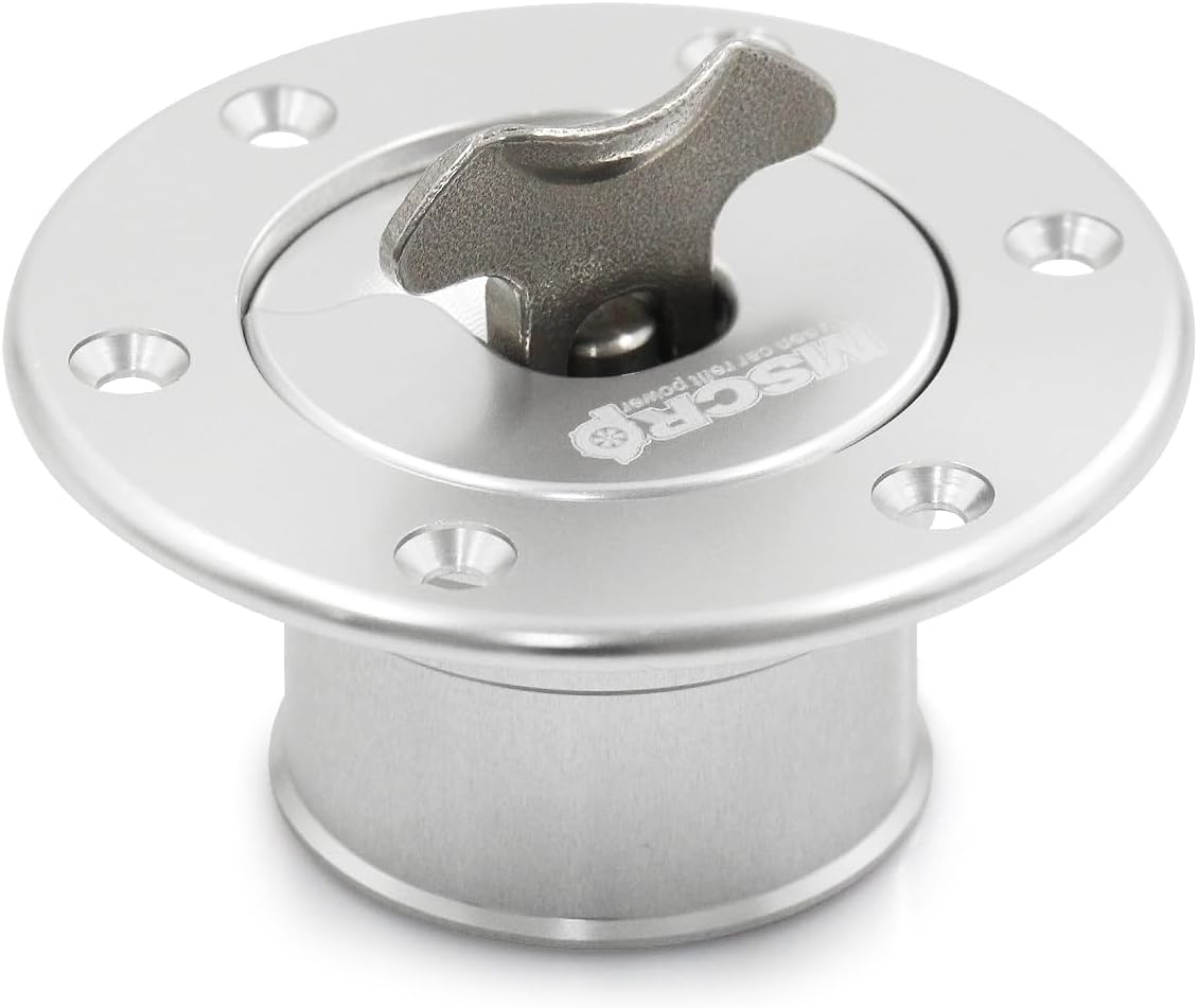Billet Aluminum 35.5mm Fuel Cell Gas Cap Fuel Surge Tank Cap with 6 Hole Non-vented (Silver)