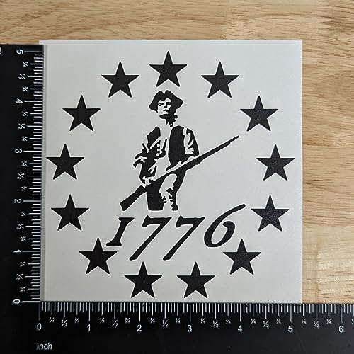 1776 Decals: 1776 Stars, Seventeen Seventy-Six Stars Minute Man, 1776 Betsy Ross Flag Decal (Large ~5", Black) by Conservacals - Image 5