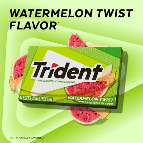 Image of Trident Watermelon Twist Sugar Free Gum, 14 Pieces (Pack of 144)