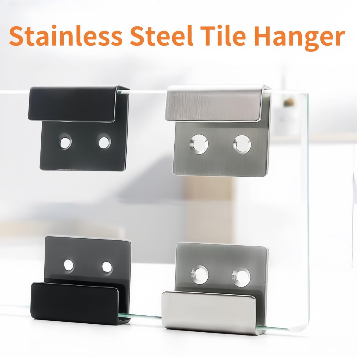 10 Stück Schwerlast-Haken U Winkel Halterung Edelstahl Keramikfliesen Display Wandhaken Silber, 25 mm Breite