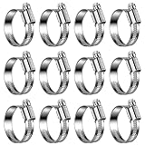 Steelsoft Heavy Duty Hose Clamp Size#16, 1 to 1-5/8 inch Adjustable Worm Gear Drive Hose Clamps Stainless Steel 304 for Fuel Injection Line, Automotive, Radiator, Garden,12 Pack