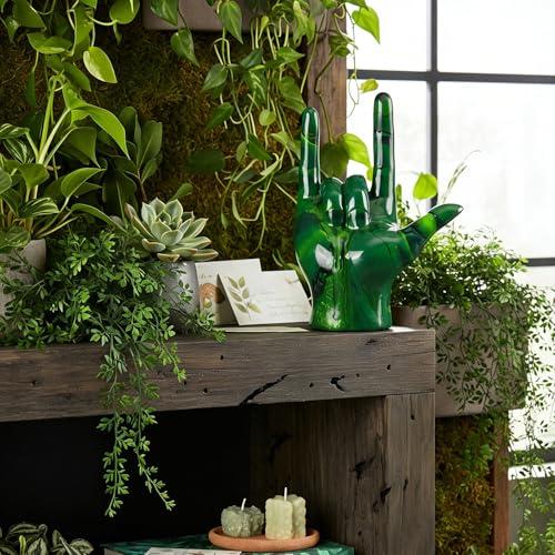 Estatua decorativa de mano I Love You en resina verde miniatura 4