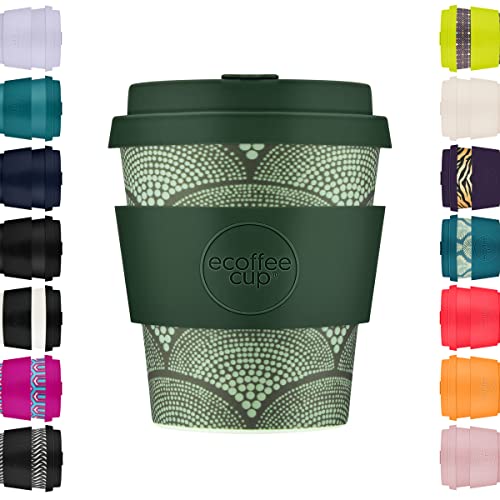 Ecoffee Cup 8oz 240ml Reusable Eco-Friendly 100% Plant Based Coffee Cup with Silicone Lid & Sleeve