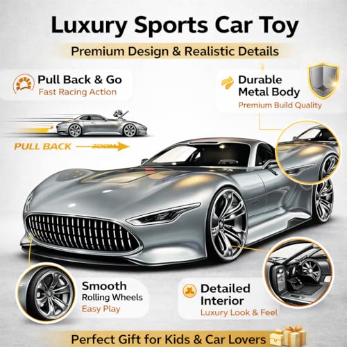 Image of DREAMY DEN 1:32 Scale Luxury SUV Model Car | Alloy Metal Die-Cast Pull Back Toy | Openable Doors, Lights & Music | Collectible Toy for Kids & Gift (Colours as Per Stock)