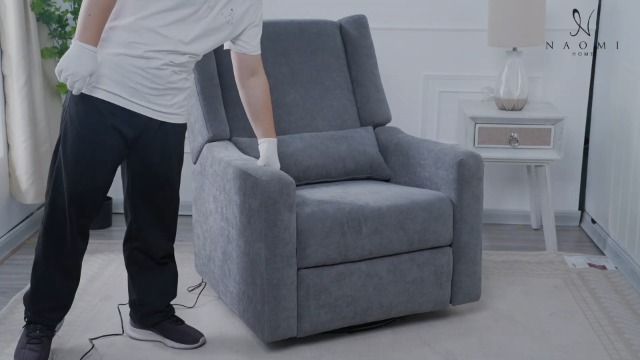 Sillón reclinable plegable gris claro de tela miniatura 7