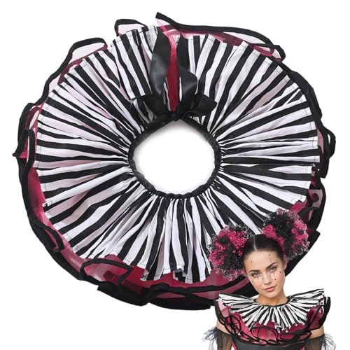 Layered Clown Kragen Tüll Rüschen Fake Kragen Mesh Clown für Halloween Karneval Cosplay Pink One Size