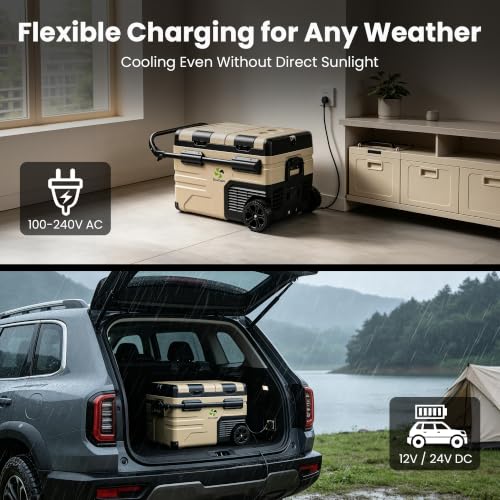 Image of Electric Cooler with Battery, 39QT Solar Refrigerator with Wheels