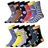 JAMES FIALLO Dress Socks for Men, Casual Colorful Fun Novelty Fashion Patterned Super Soft and Breathable Socks,12 Pairs (Brewery Bear Hugs), M9001-T1 Size 6-12