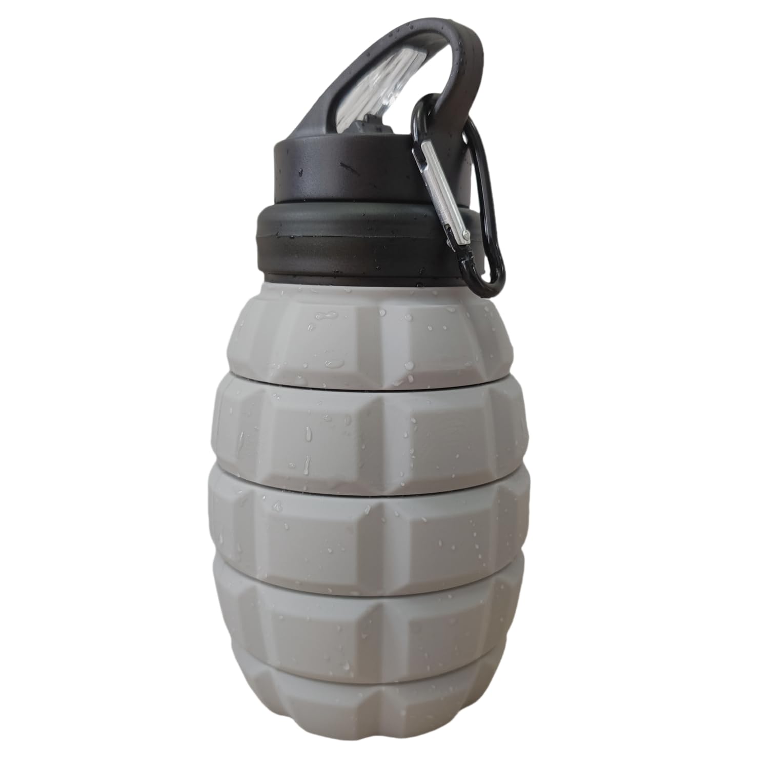 Etoto 580ML Plastic grenade bike water bottle, food grade silicone stretchable cycling sports water bottle, funny foldable water bottle (Grey)