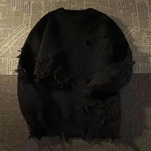 Men's Retro Ripped Knitted Pullover Warm Autumn and Winter Sweater4