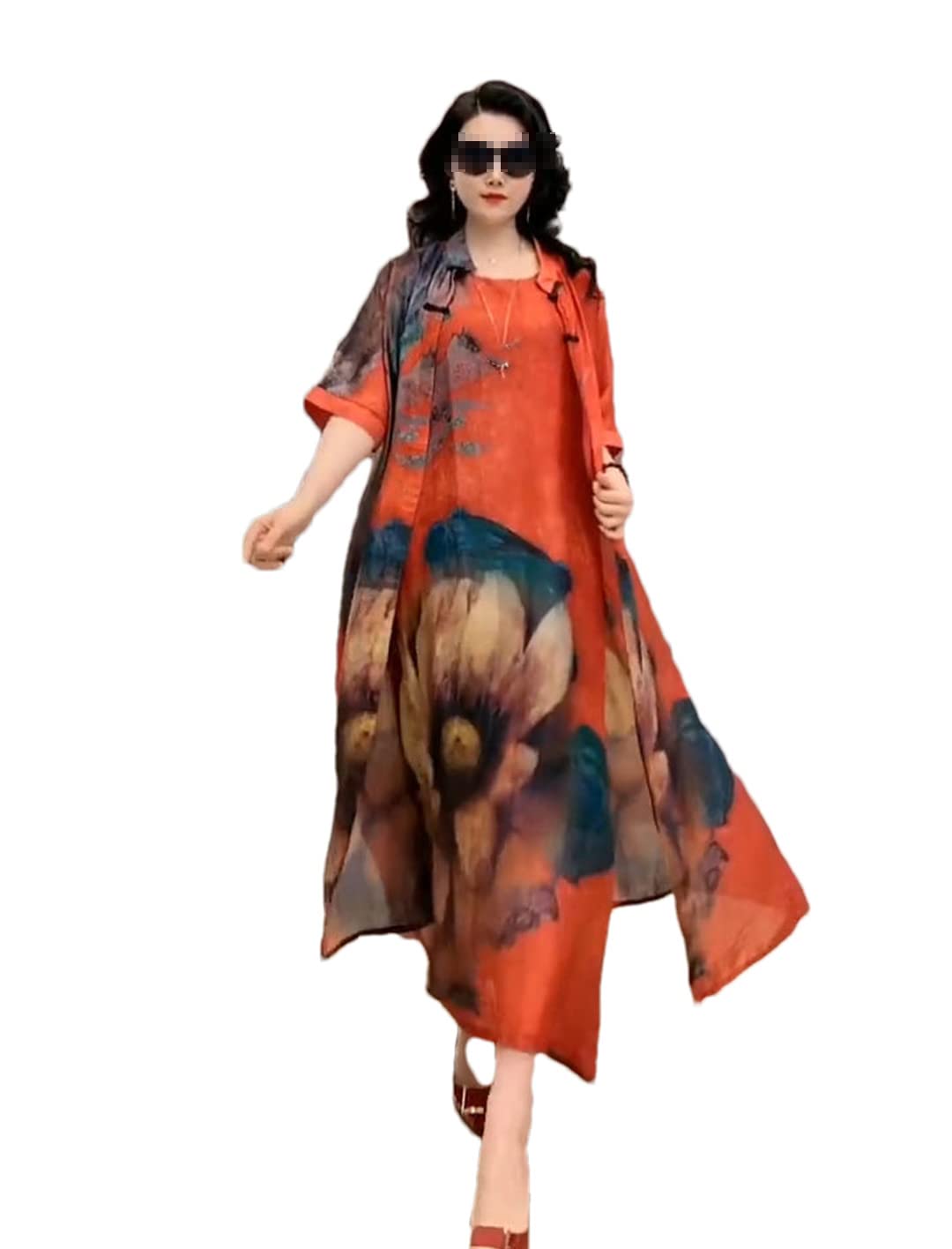 Robe d'été 2 pièces légère et ample style rétro floral pour le confort - 7