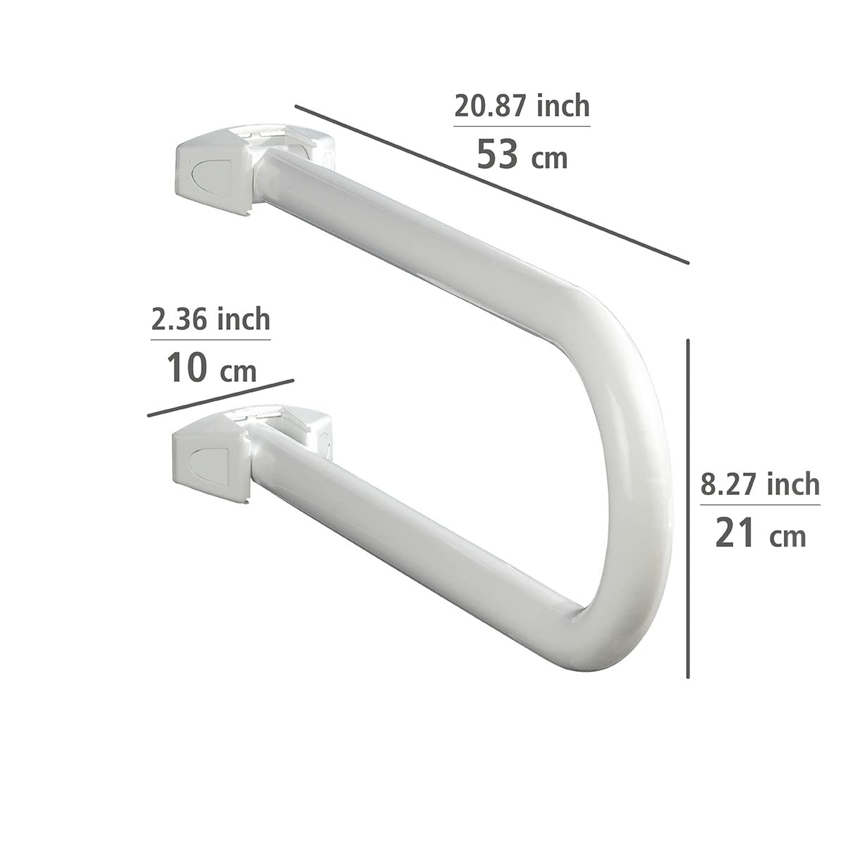 WENKO Uchwyt łazienkowy Secura - składany, aluminiowy, 53 x 21 x 10 cm, biały