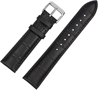 19mm Genuine Leather Watch Band Strap Fits 1500 ,1501, 15000, 15200, 1500 1501 15000 15200 Black Silver Buckle-19