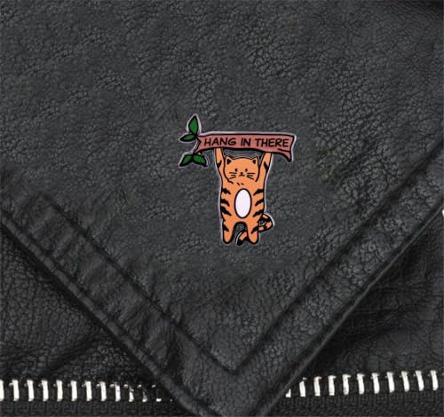 Image of zhanghaoran Cute Cat Hang in Tree Enamel Pin Cartoon Cat with Tree Lapel Pin Animal Branch Brooches Pin Clothing Bags Backpacks Jackets Hat Accessories Badge Gifts
