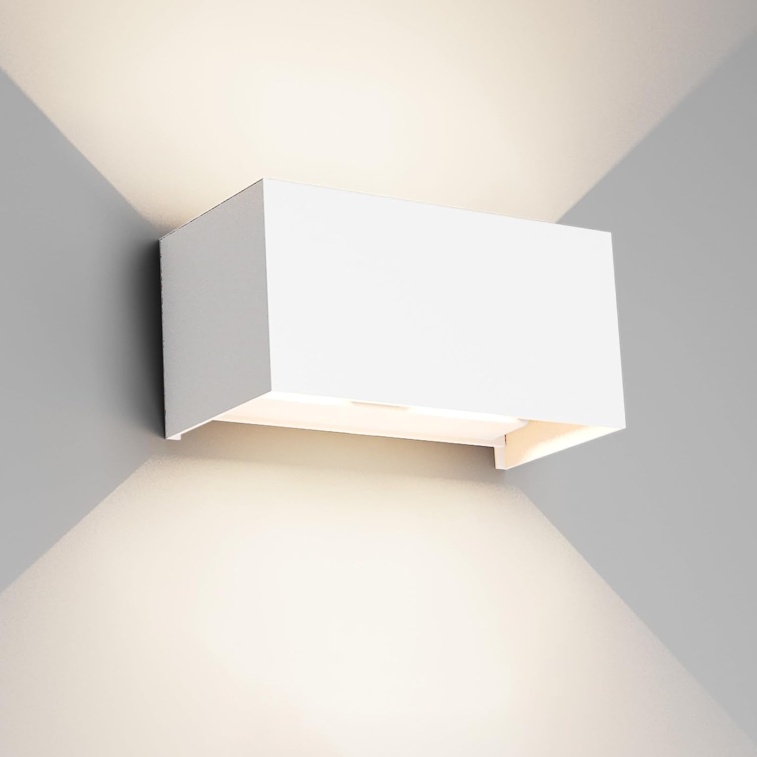 Klighten 24W LED Wandleuchte Innen/Außen,4000K Außenlampe Außenleuchte innen, IP65 Aussenleuchte Wand UP Down,Außenwandleuchte wandleuchte innen Mit Einstellbar Abstrahlwinkel Naturweiß,Weiß