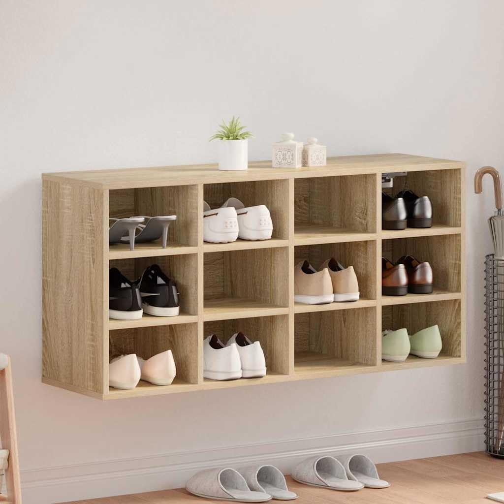 Banc à chaussures avec étagère bois clair INLIFE meuble de rangement compact entrée 103 cm
