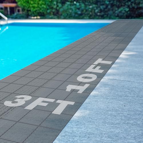Tondiamo Pool Mat Non Slip Drainage Mats Swimming Pool Floor Deck Mats Rugs PVC Splash Mesh Hollow Doormat Roll for Outdoor Indoor Patio Restaurant Garage Kitchen Bathroom Safety(3 x 10 ft,Grey)