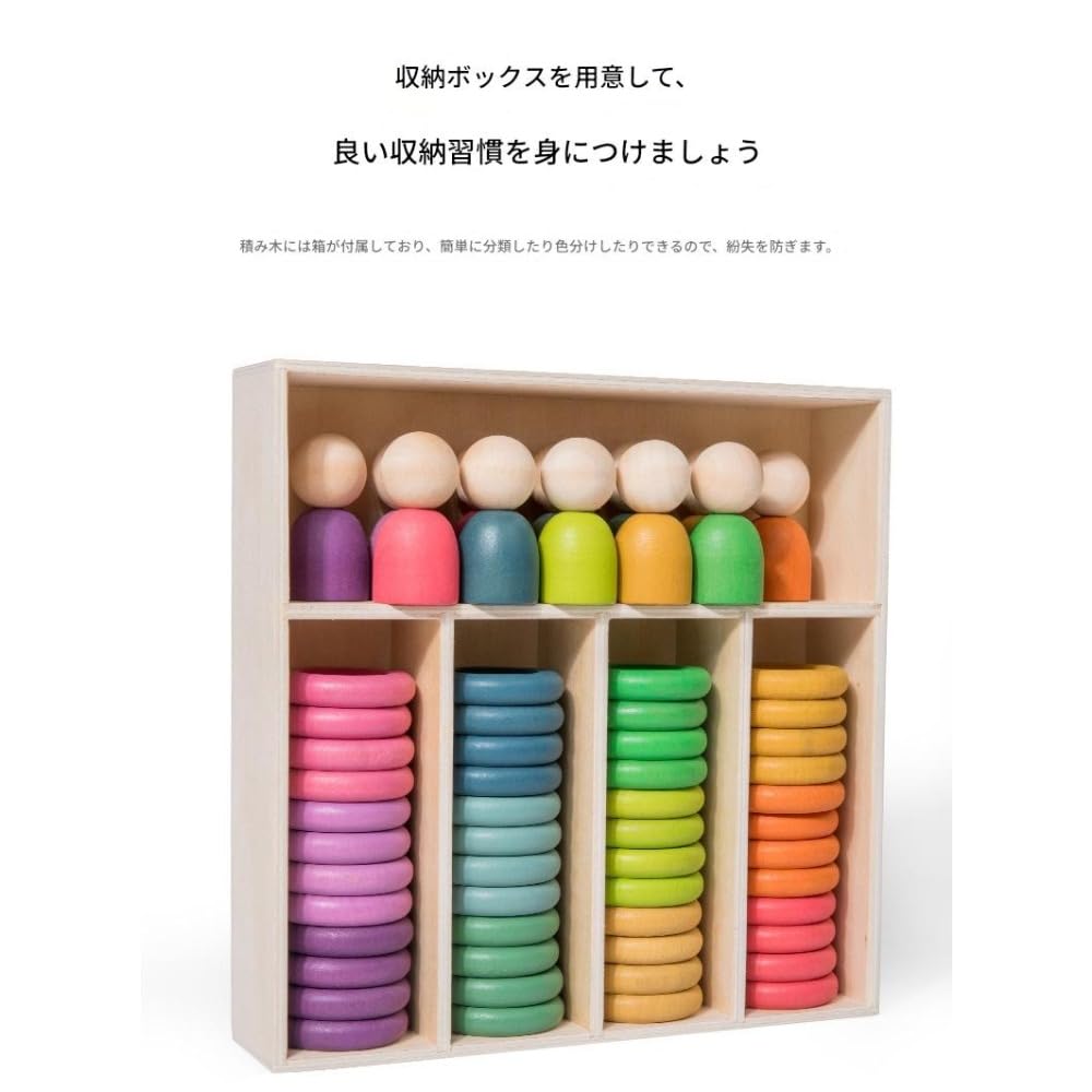 Amazon | Sefoemut モンテッソーリ木製積み木知育玩具 分類収納