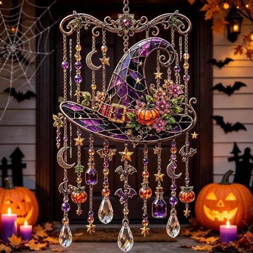 Carillón de viento Halloween colgante y decoración de cascabel de acrílico para patio 4