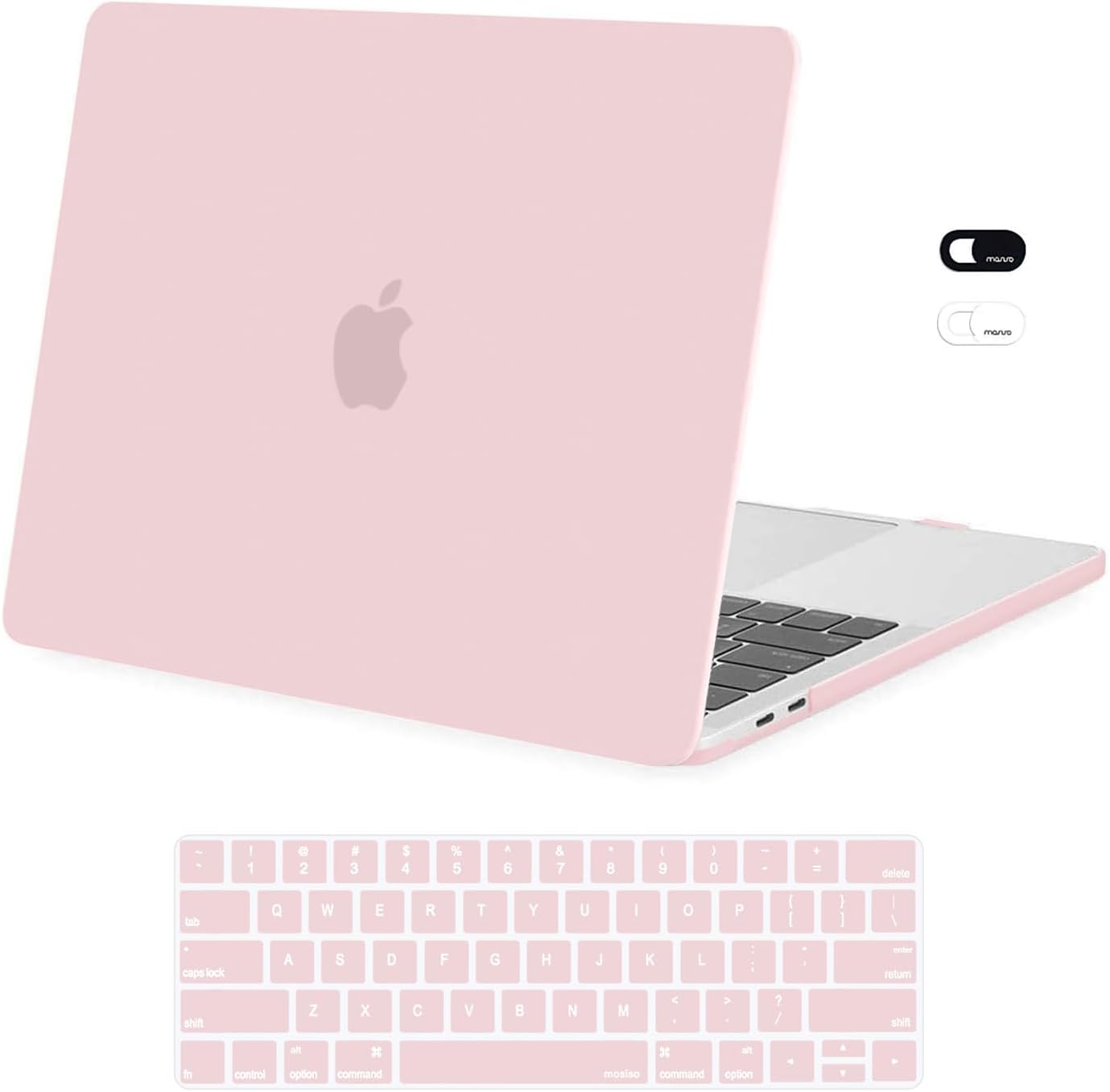MOSISO Compatible with MacBook Pro 13 inch Case M2 2026, 2025, 2024-2016 A2338 M1 A2251 A2289 A2159 A1989 A1708 A1706,Plastic Hard Case&Keyboard Skin&Webcam Cover for MacBook Pro 13.3, Rose Quartz