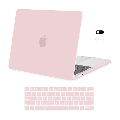 MOSISO Compatible with MacBook Pro 13 inch Case M2 2025, 2024, 2023-2016 A2338 M1 A2251 A2289 A2159 A1989 A1708 A1706, Plastic Hard Case&Keyboard Skin&Webcam Cover for MacBook Pro 13.3, Rose Quartz