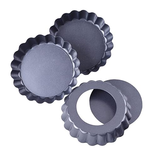 Miniatura 2 de Piqiuqiu Juego De 6 Tartaletas,10 Cm Moldes Para Magdalenas Galletas Tartaletas, Antiadherentes Molde Para Mini Quiche,Extraíble Loose Bottom Tart Pie,Tarta,
