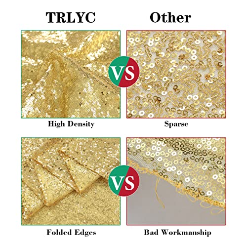 Trlyc 60 X 120-Inch Rectangular Sequin Tablecloth Gold #TOP4