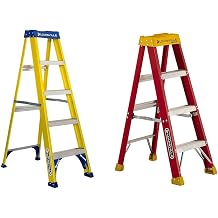 Louisville Ladder FS2005 Fiberglass Step Ladder, 5-Feet/250lb, Yellow & L-3016-04 Step Stepladder, 4-Feet