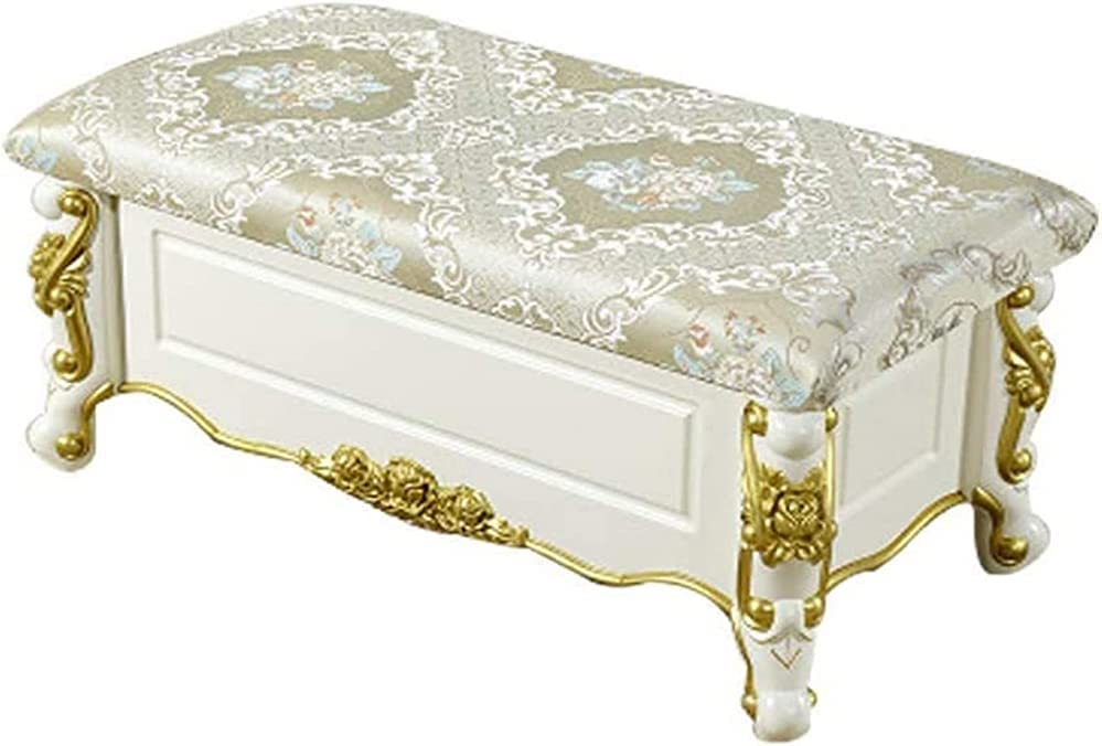 Tabouret de rangement en tissu européen 80x40 cm coffre salon