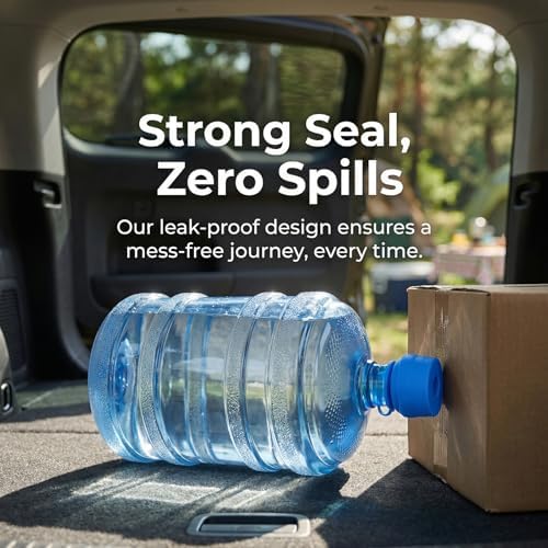 UPEOXT 4 Pack Reusable Water Jug Caps, 5 Gallon Bottle Replacement Lids, Anti Spill Snap On Top with Wooden Stick, Dispenser Cover for 3 Gal Cruche D'eau, Bouteille Accessories - 5