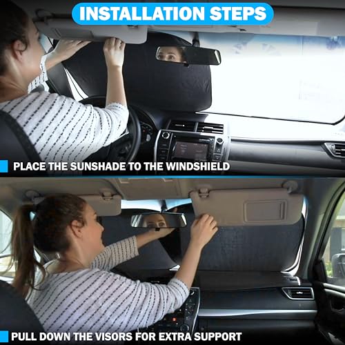 Autovir Car Windshield Sun Shade Foldable | Front Windshield Shade for Sun, Heat and UV Rays | Sunshade for Car Front Window and Interior Sun Protection | Medium (28 x 31 inches)