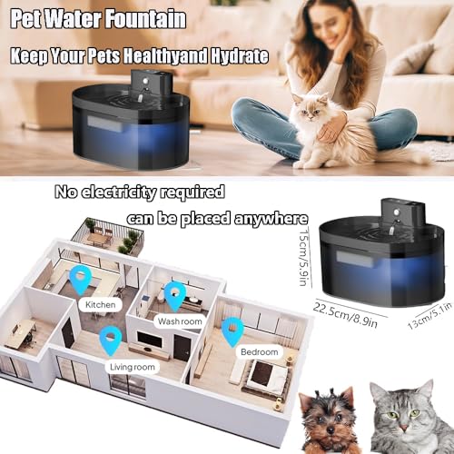 Fuente de Agua para Gato 2.2 L inalámbrica y automática miniatura 7