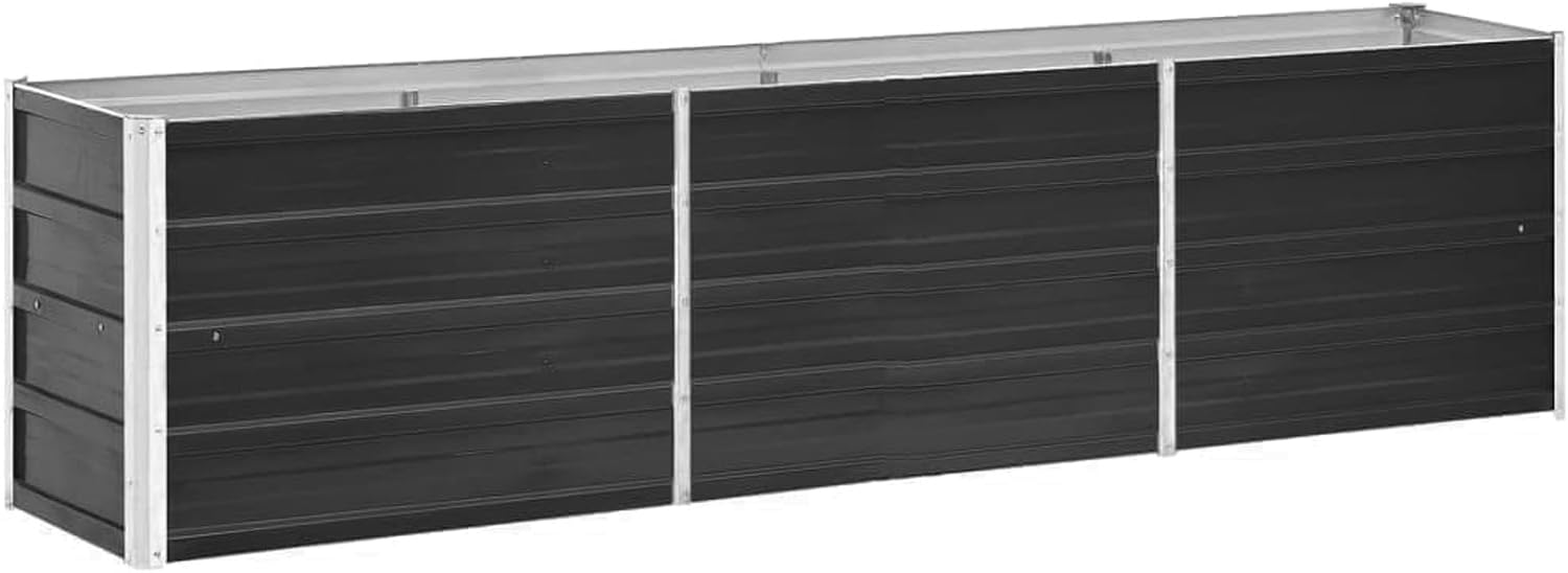 SECOLI Planters Outdoor Large Raised Planters for Garden Outdoor Raised Planters for Garden Galvanised Steel 240x40x77 cm Brown