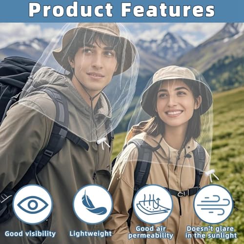 2 Pack Redes de Cabeza para Mosquitos Sobredimensionadas, Malla Insecticida 99 X 66CM, Protección contra Insectos, Compatible con la mayoría de Sombreros para Jardinería, Blanco miniatura 6