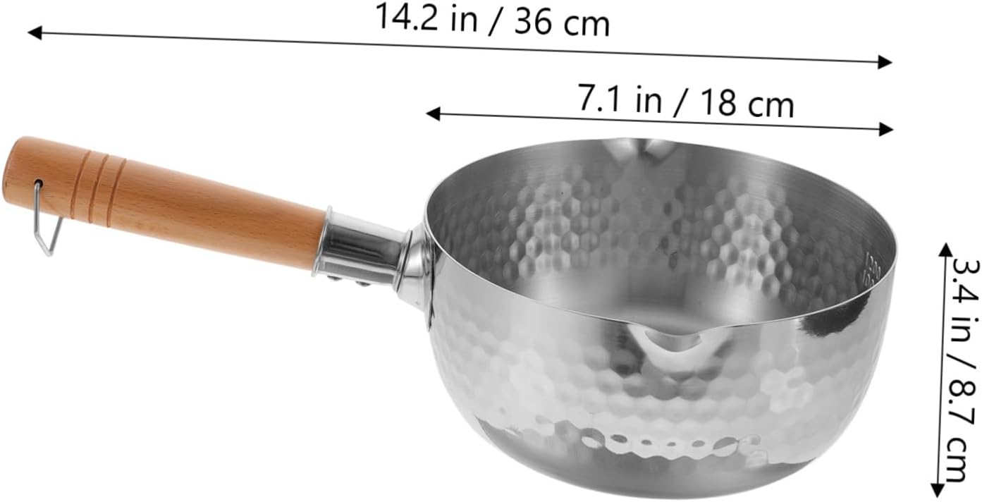 Stainless Steel Yukihira Saucepan with Wooden Handle Soup and Milk Heating Pot for Stovetop Cooking for Stews Lobster and Pasta Dishwasher Safe
