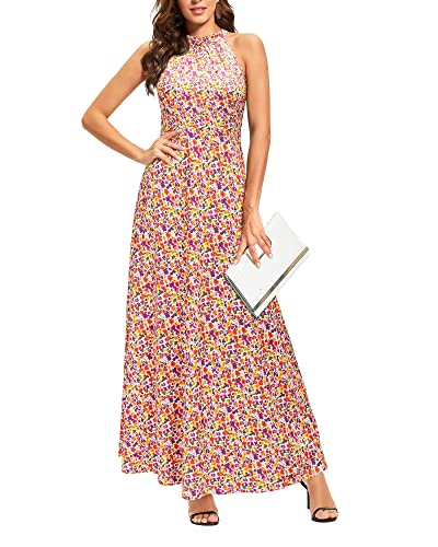 Image of STYLEWORD Women's Summer Floral Halter Maxi Dress Vacation Semi Formal 2026