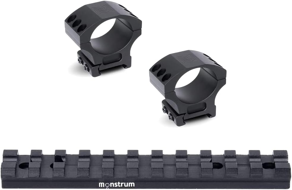 Monstrum Picatinny Rail Mount for Ruger 10/22 | Precision Picatinny Scope Rings | 30 mm Diameter/High Profile | Bundle