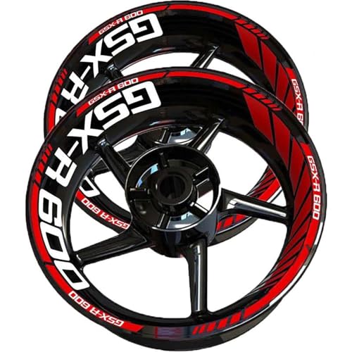 Autocollants Réfléchissants Roues Moto pour Suzuki GSXR600 Rouges